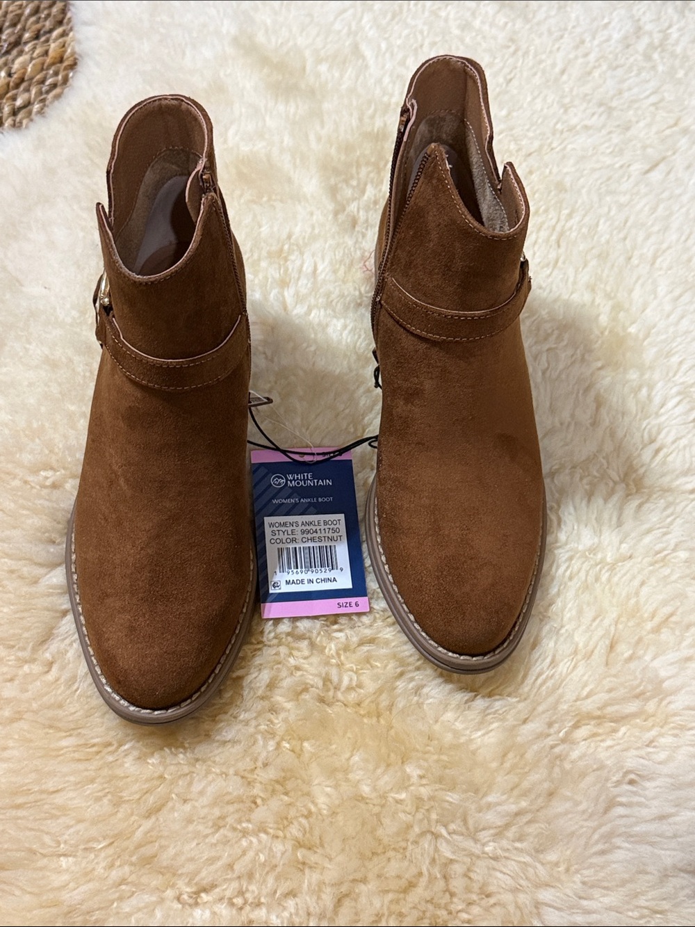 White Mountain Chestnut Suede Ankle Booties